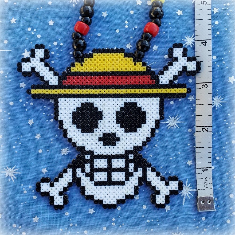One Piece Pirate Skull Straw Hat Kandi Necklace - Picture 4 of 7